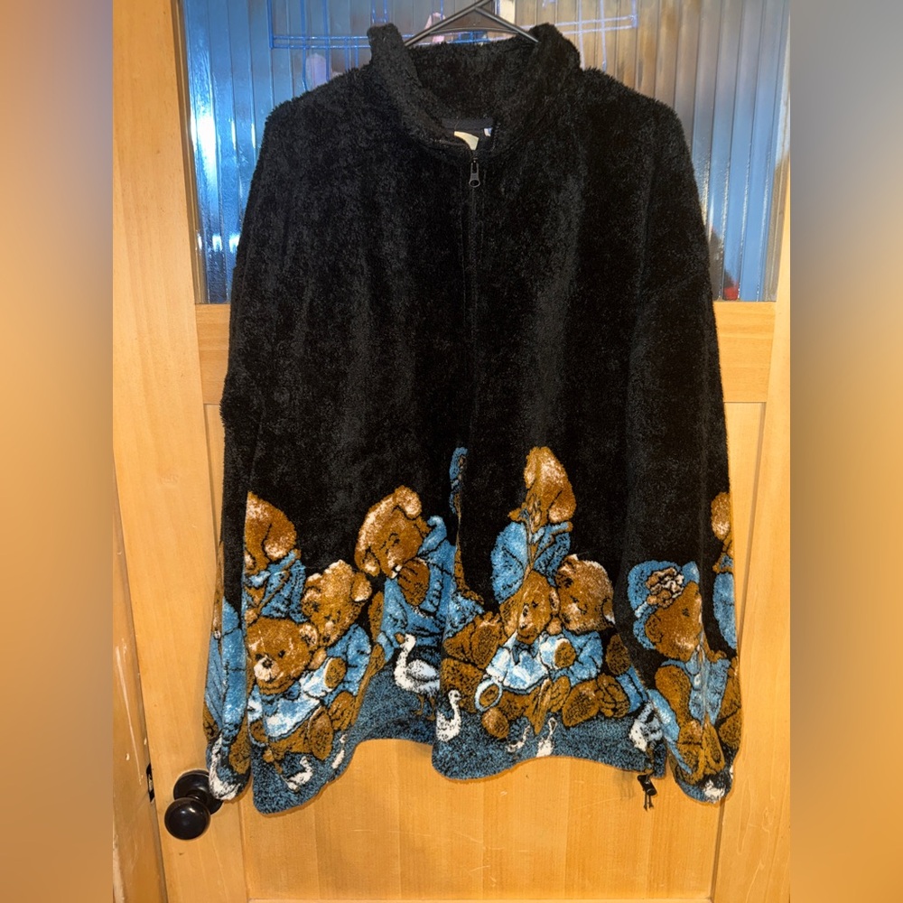 VTG 90s Teddy Bears Mazmania  Fleece Full Zip Unisex Jacket XL USA
